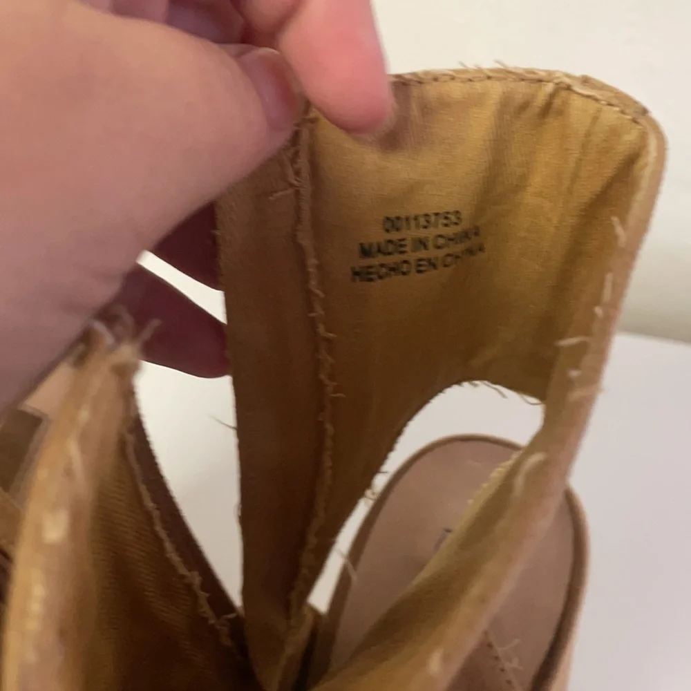 - Forever 21 open toe lace up boot tan boot sandals size 6